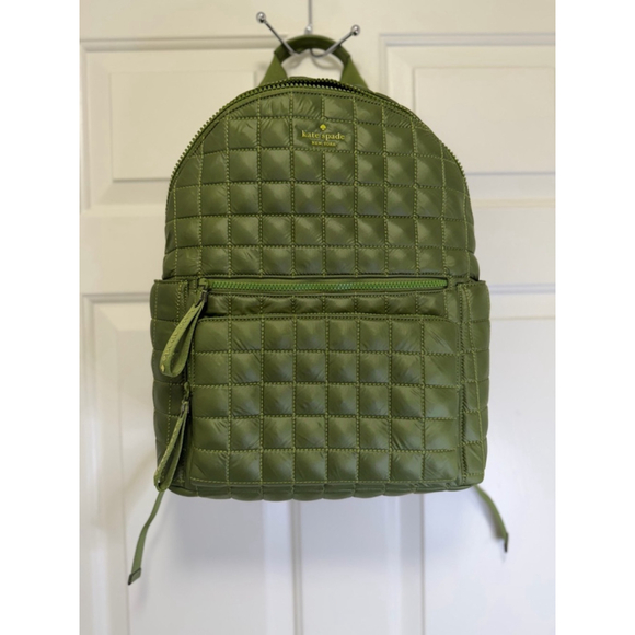 kate spade Handbags - Kate Spade New York Quilted Green Nylon Puffer Mini/Medium Zip Backpack